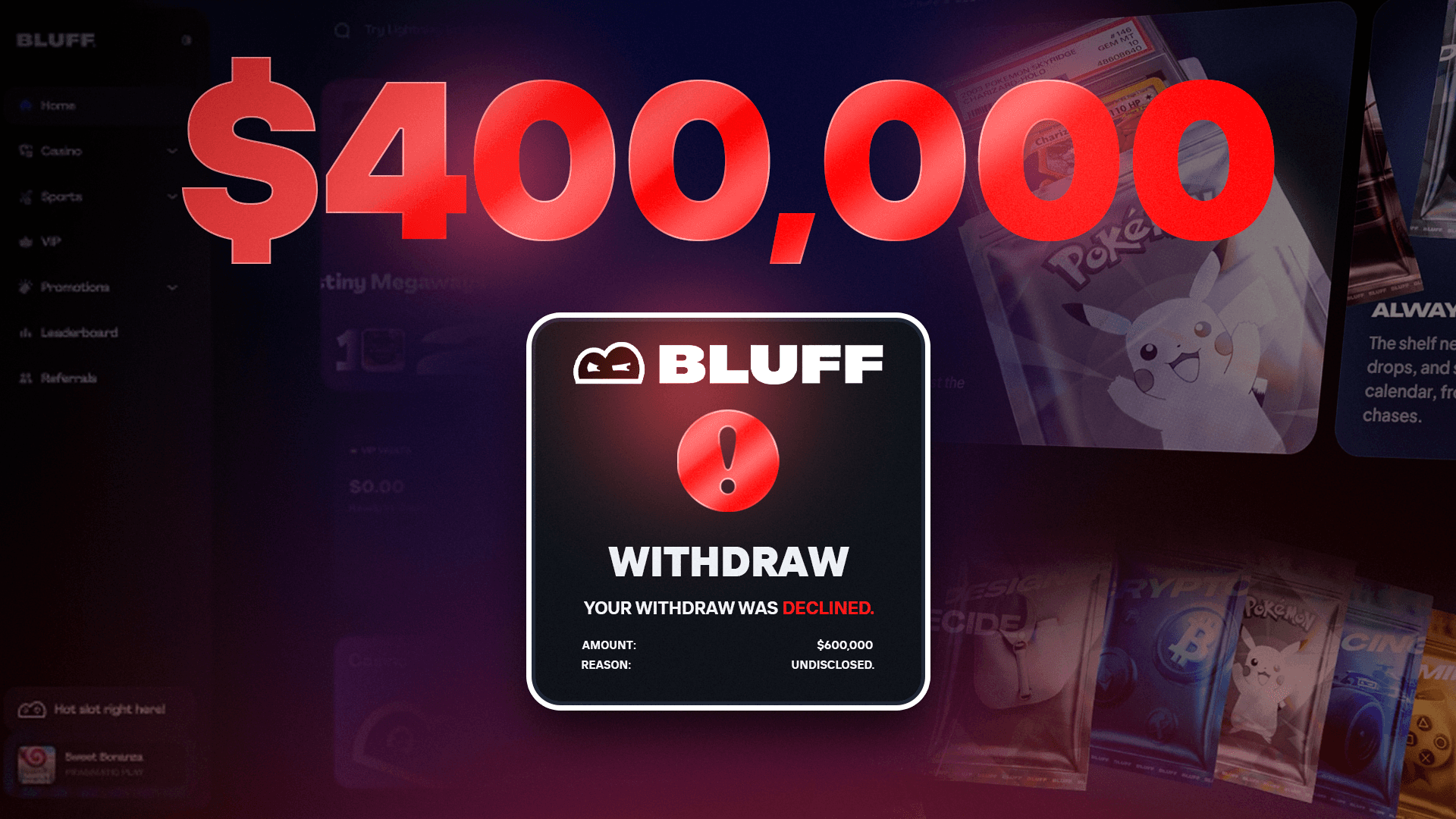 Bluff.com’s Casino and Sportsbook vanish after $400,000 player dispute